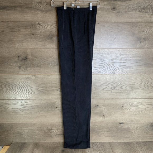 Giorgio Armani Borgo21 Pants Women 42 Black Pinstripe Pleat Front Hip Button/Zip - Picture 11 of 11